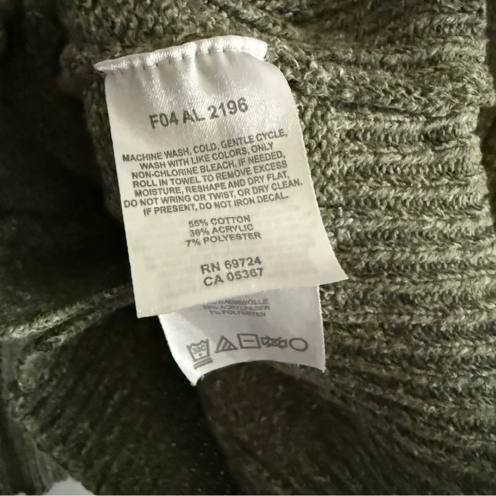 Columbia Olive Green Women's Cable Knit Hooded Cardigan Sweater Med Cotton Blend - Picture 5 of 7